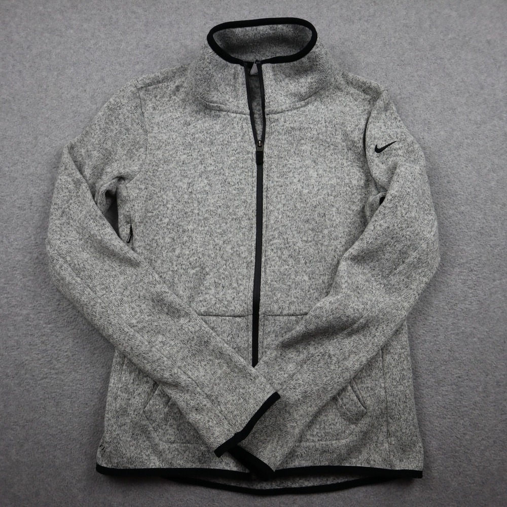 Nike Jacket Women S Therma-FIT Full Zip Gray Heather Fleece Activewear Mock Neck